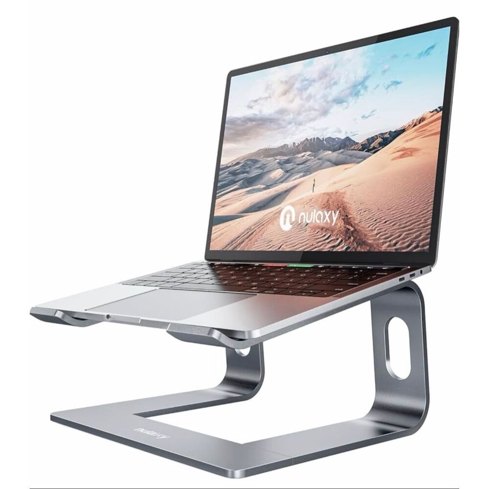 Nulaxy All-Aluminum Laptop Stand for Desk Ergonomic Computer Riser Gray